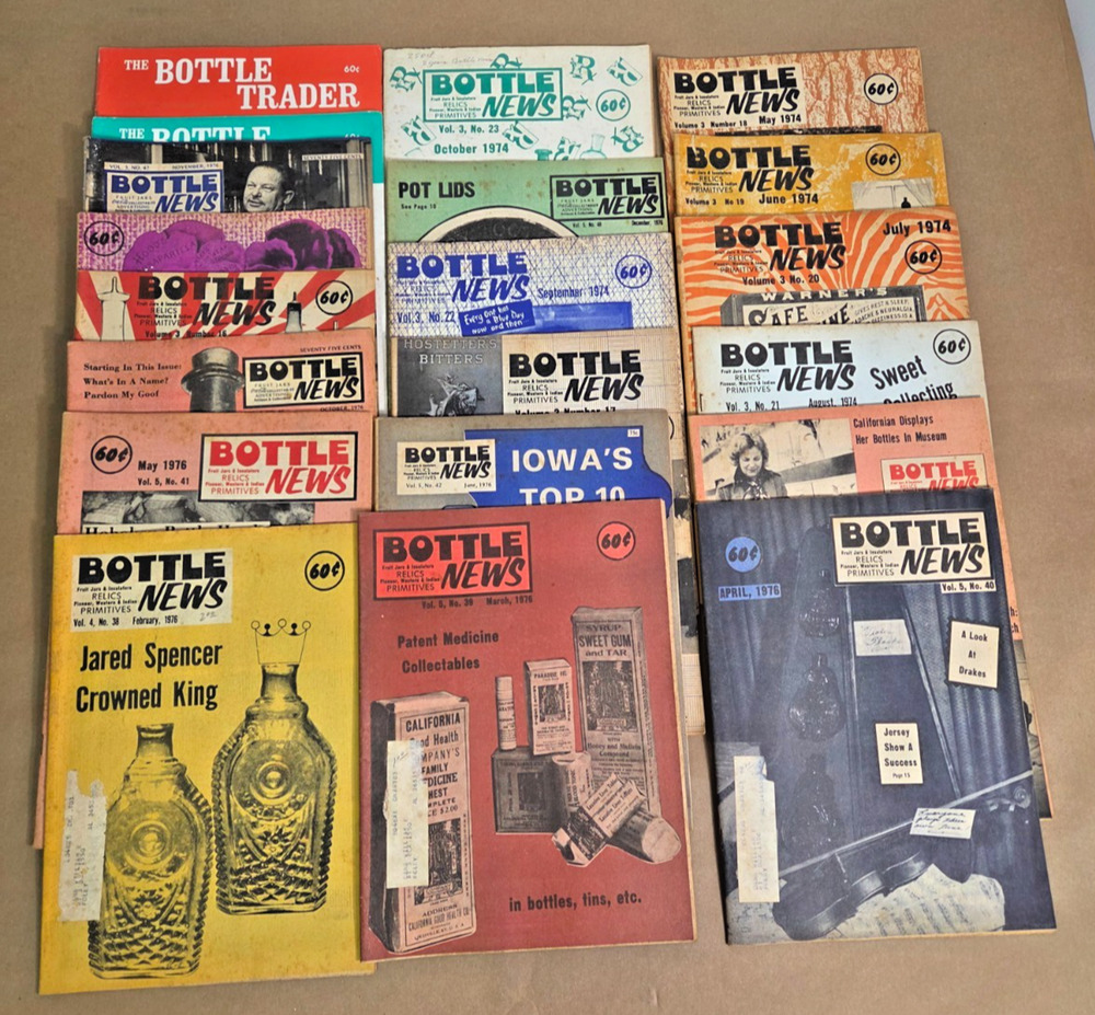 Vintage Bottle News Relics & Primitives Magazine Lot 1974-1976 Bulk Run of 20